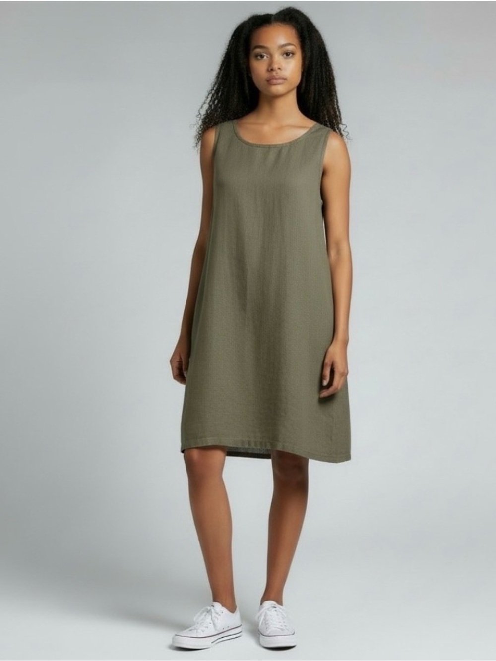 J Jill Love Linen Sleeveless Olive Shift Dress Size XL  - Casual Women's Dress